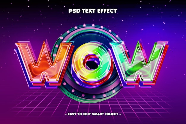 PSD kolorowy efekt tekstu neon 3d