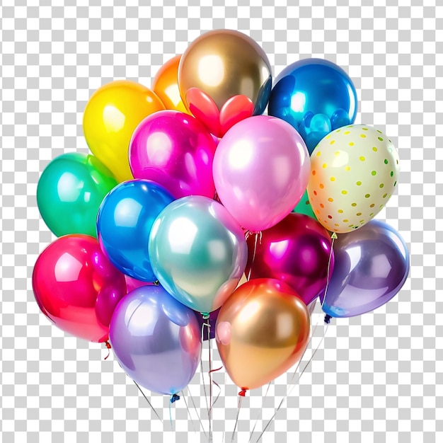 PSD kolorowy i duży zestaw balonów odizolowanych na przezroczystym tle
