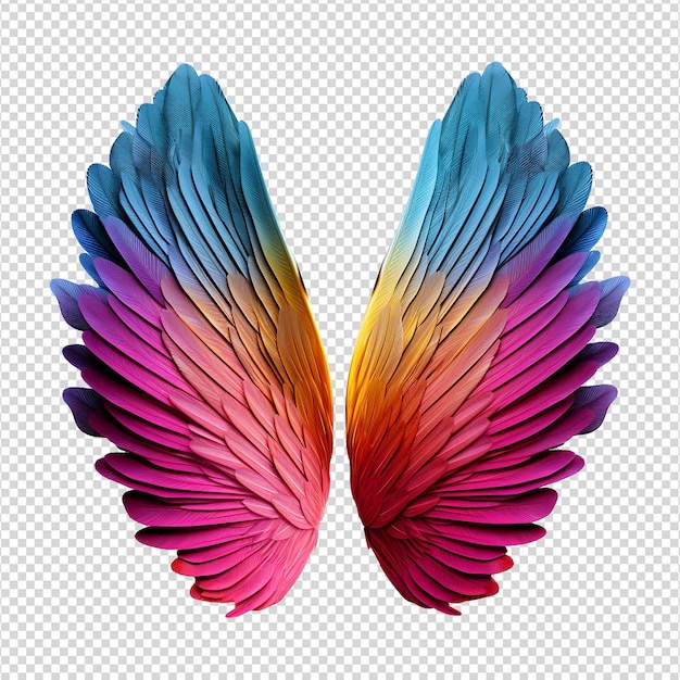PSD kolorowy ornament skrzydła anioła izolowany na przezroczystym tle png