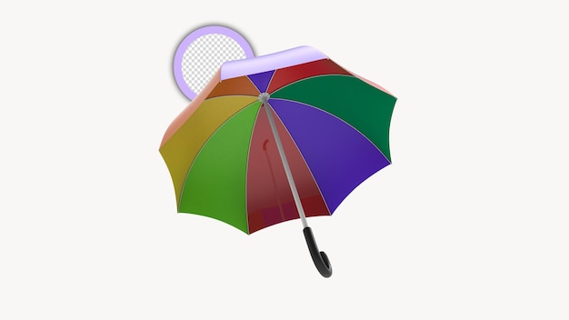 Kolorowy parasol z fioletową rakietą tenisową.