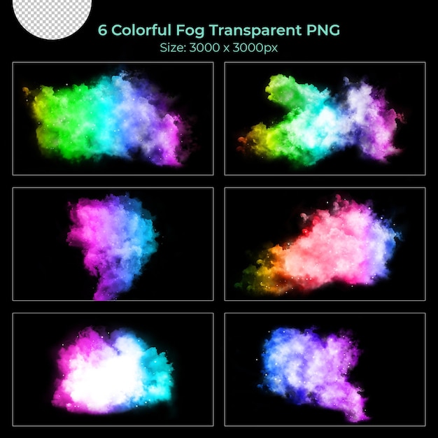 PSD kolorowy realistyczny zestaw przezroczysty dym mgła