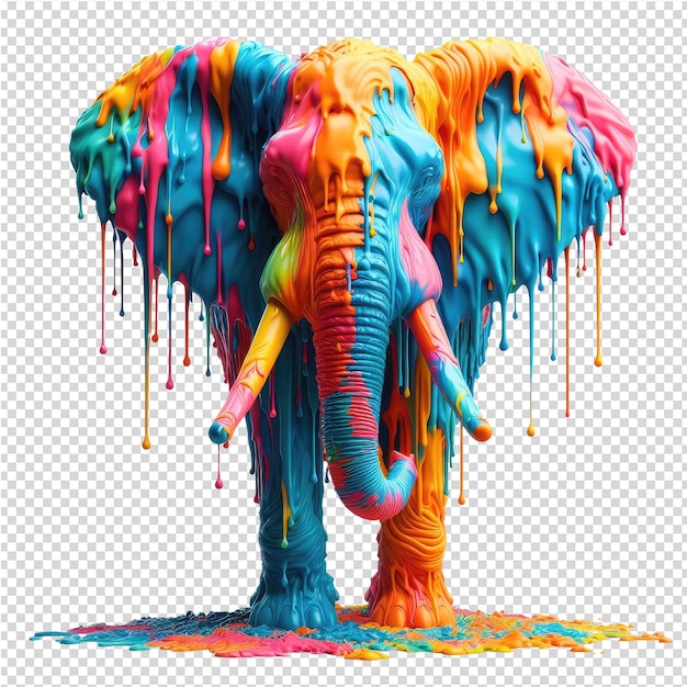 PSD kolorowy słoń z kolorowym wzorem
