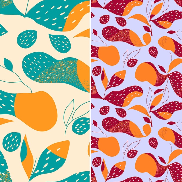 PSD kolorowy tapeta z pomarańczami i jabłkami w pomarańczowej i niebieskiej