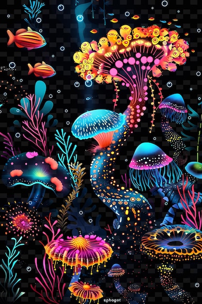 PSD kolorowy widok meduz i koralowców