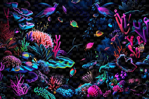 PSD kolorowy wyświetlacz koralowców i koralowców z słowami 