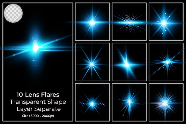 PSD kolorowy zestaw flary obiektywu