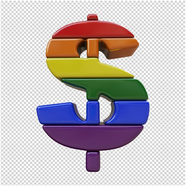 PSD kolory flag lgbt symbole widok z dołu. symbol 3d