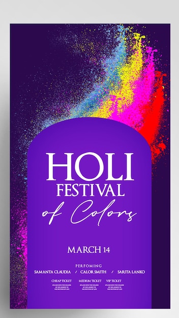 Kolory imprezy festiwalu Holi Instagram Story Flyer Design