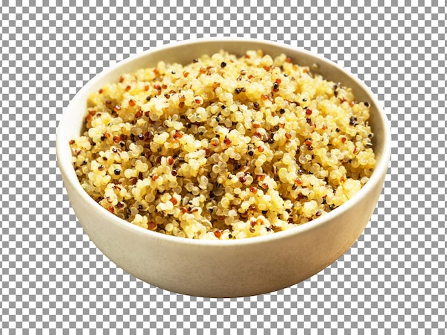 PSD kom gekookte quinoa met rode peper op transparante achtergrond