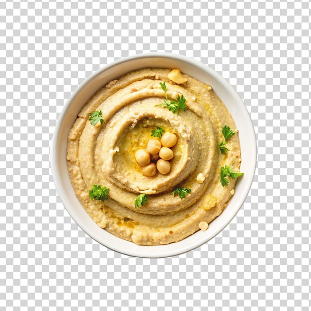 PSD kom met handgemaakte kikkererwten hummus geïsoleerd op een doorzichtige achtergrond