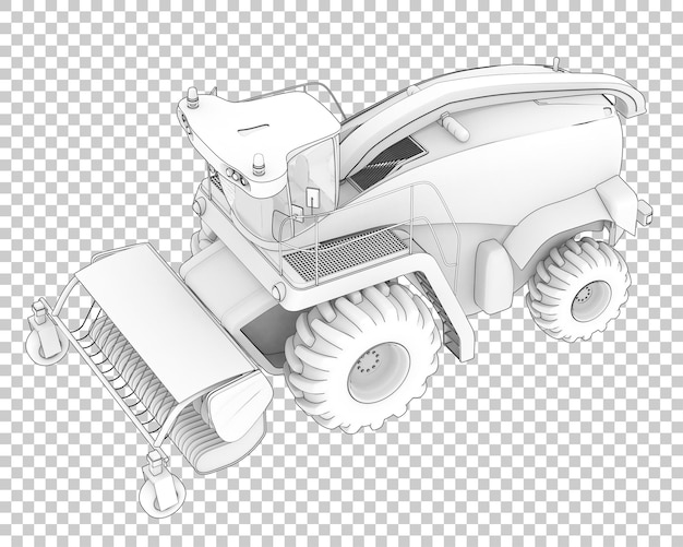 PSD kombajn na przezroczystym tle ilustracja renderowania 3d