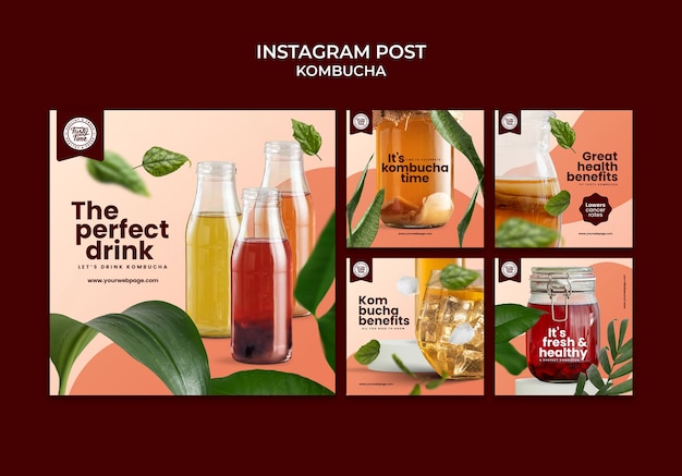 PSD kombucha drink posty na instagramie