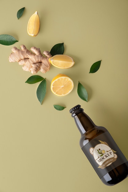 Mockup di progettazione di imballaggi kombucha