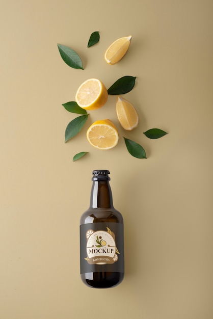 Mockup di progettazione di imballaggi kombucha