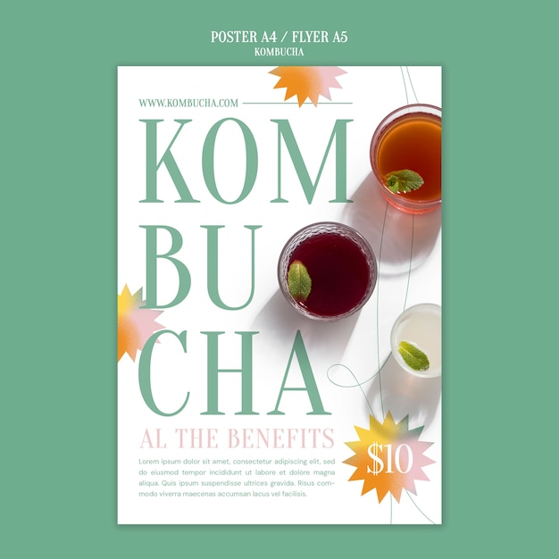 PSD kombucha template design