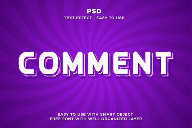 Komentarz 3d edytowalny efekt tekstowy w stylu psd
