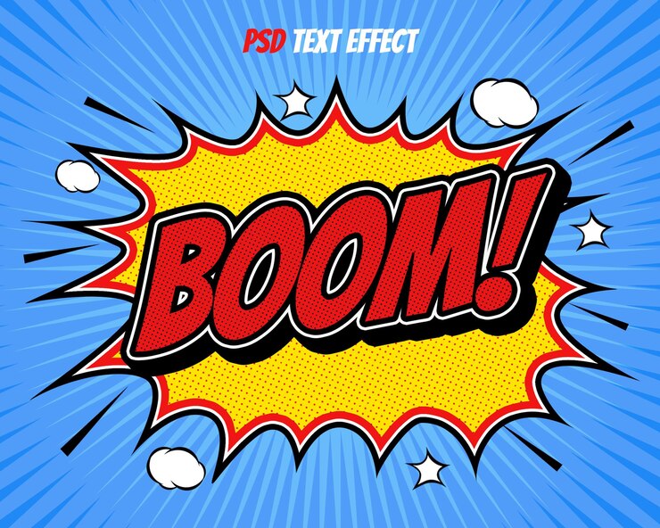 PSD komiks ze słowem boom