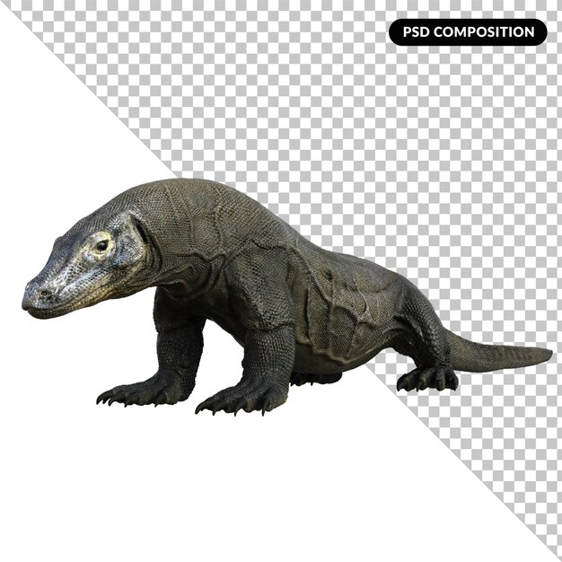 Komodo dragon isolated 3d rendering