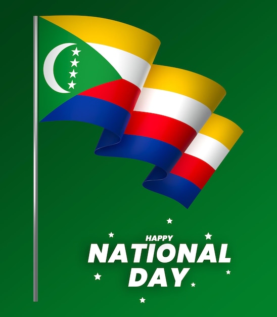 Komory Flaga Element Projektowania Narodowy Dzień Niepodległości Baner Wstążka Psd