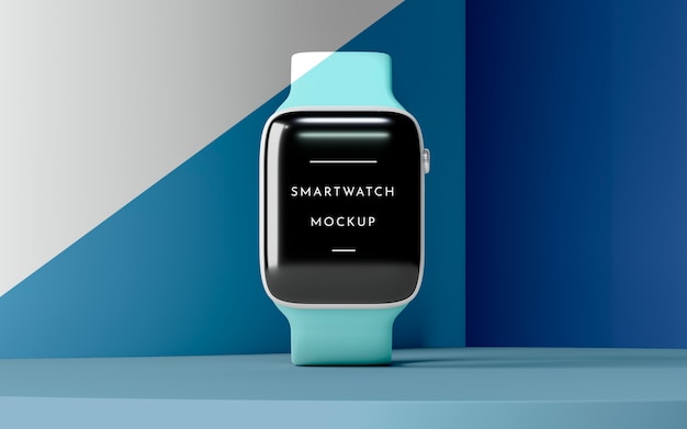 Kompozycja z nowoczesnym smartwatchem z makietą ekranu
