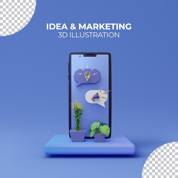 Komunikacja Marketingowa Online Z Ilustracją Bańki Czatu 3d