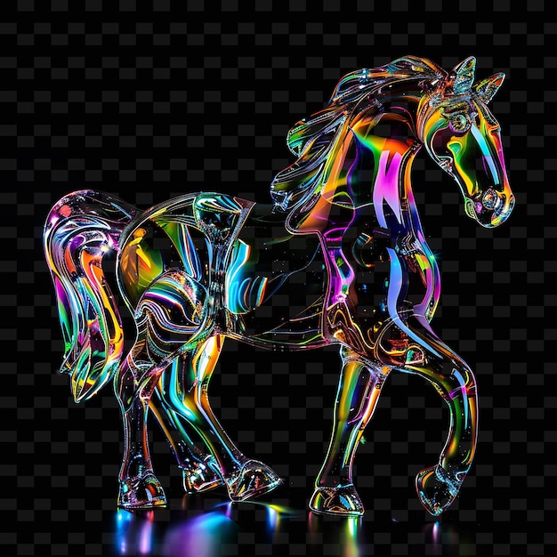 PSD koń z tęczą kolorów na nim