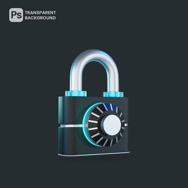 PSD koncepcja bezpieczeństwa zamka 3d ikona