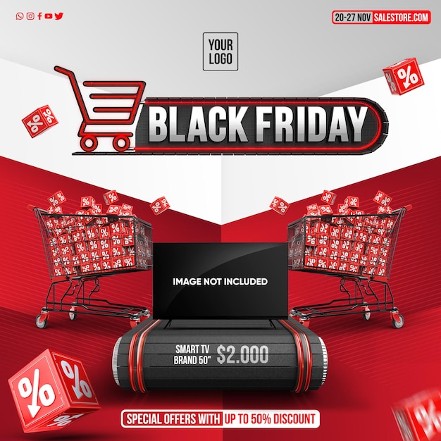 Koncepcja Black Friday Ze Specjalnymi Ofertami Na Produkty Do 50 Obniżek