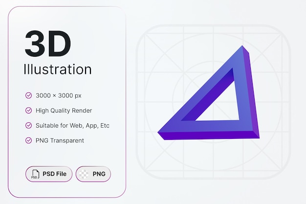 PSD koncepcja geometrii trójkąta renderowania 3d nowoczesna ikona ilustracje design