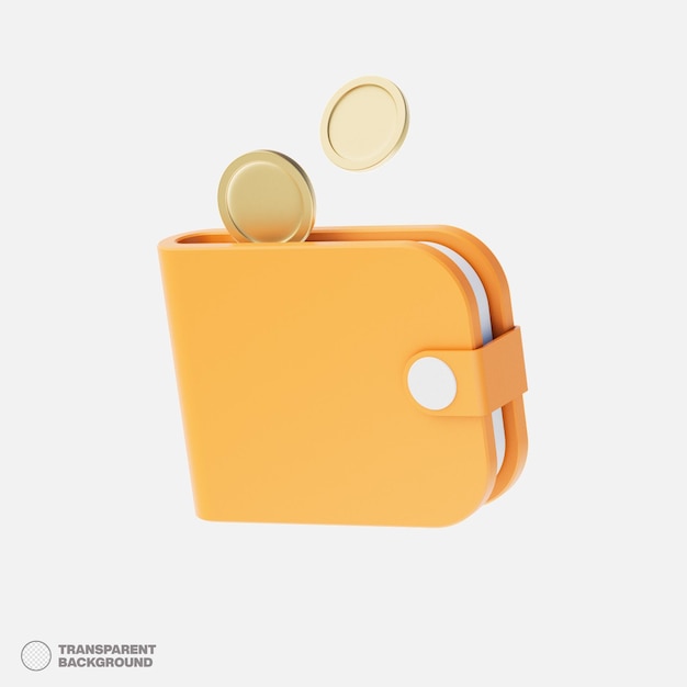 Koncepcja ikony oszczędzania pieniędzy 3D Portfel monet stos monet i karta kredytowa na izolowaniu białego tła ilustracja 3d