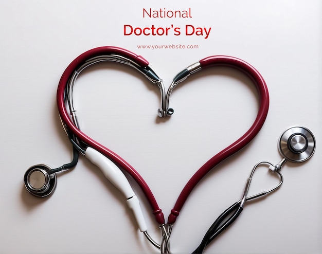 PSD koncepcja narodowego dnia lekarzy stetoskop tworzący kształt serca
