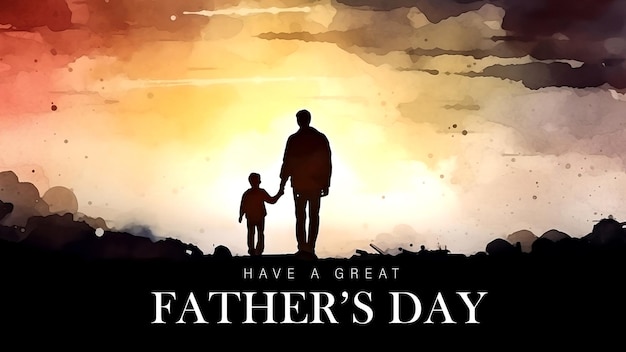 Koncepcja plakatu Happy Father's Day z postacią ojca i syna