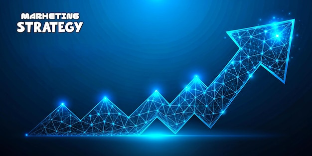 Koncepcja strategii marketingowej Abstrakt Futuristyczny niebieski kolor Low poly styl banerów