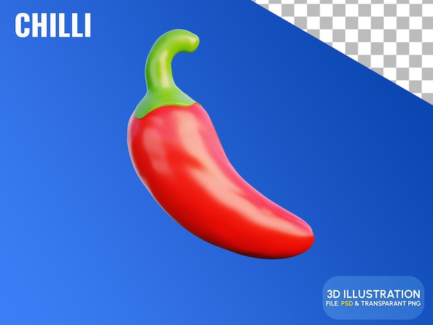 PSD koncepcja warzyw chili ikona ilustracji 3d premium psd