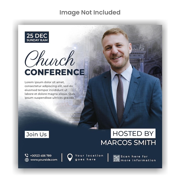 PSD konferencja kościelna w mediach społecznościowych lub szablon postu na instagramie