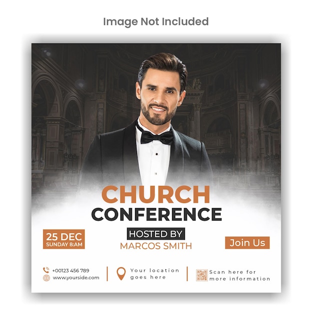 Konferencja Kościelna W Mediach Społecznościowych Lub Szablon Postu Na Instagramie