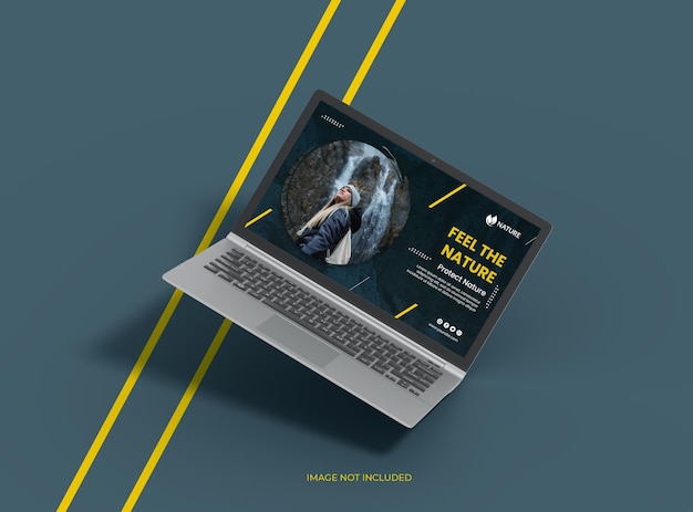Konfigurowalna makieta laptopa ze zmiennym projektem ekranu dla UIUX Product Showcase3D Render