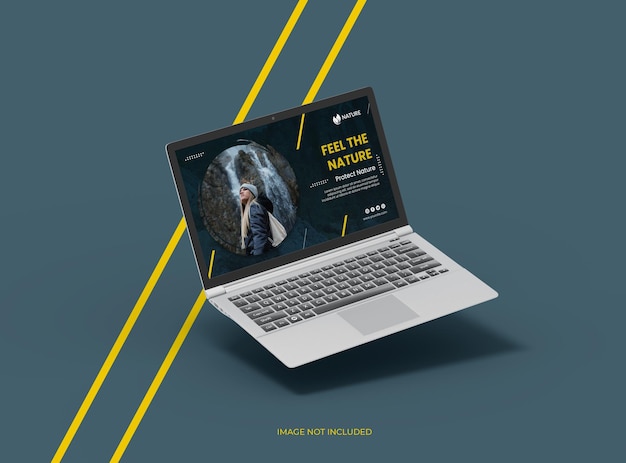 Konfigurowalna makieta laptopa ze zmiennym projektem ekranu dla UIUX Product Showcase3D Render