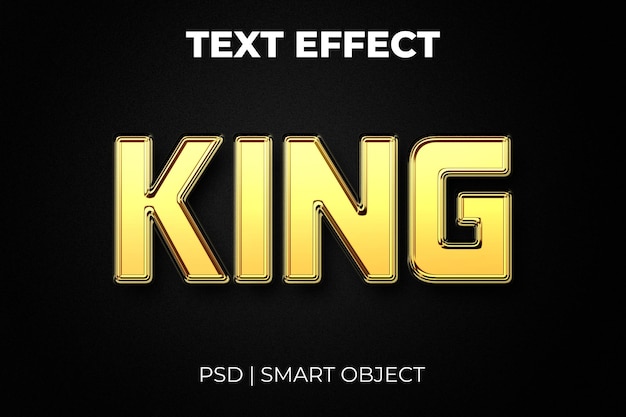Koning 3d gouden teksteffect op zwarte achtergrond