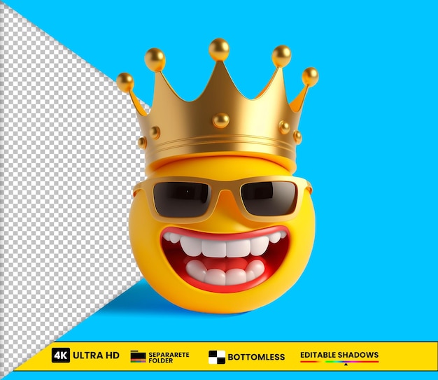 koning emoji met kroon en 3d zonnebril