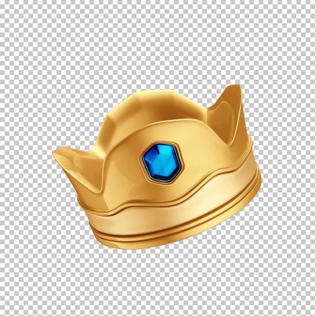 koning gouden kroon icoon in 3D-rendering met edelstenen en transparante achtergrond