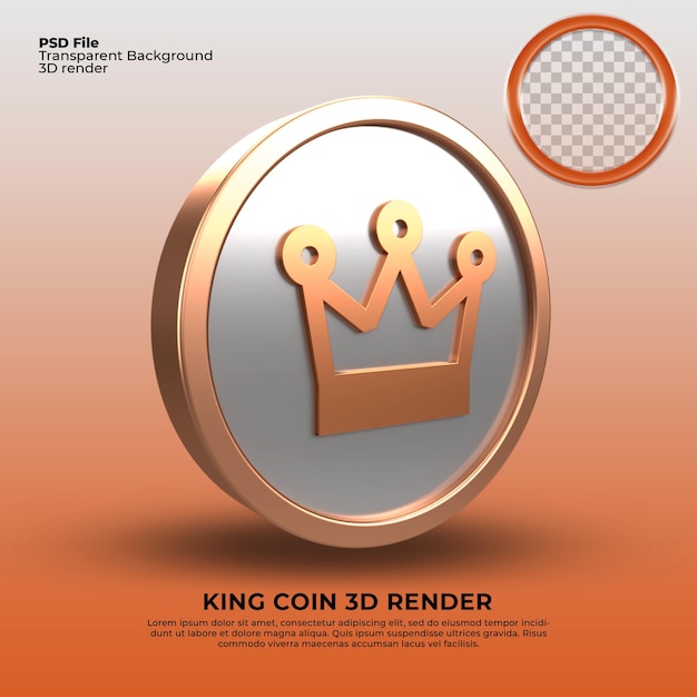 PSD koning munt luxe goud 3d render