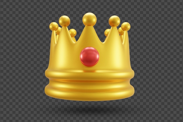 Koning of koningin gouden kronen 3d-rendering pictogram met edelstenen