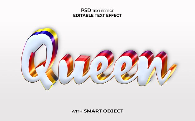 Koningin teksteffect 3d-stijl mockup lettertype-effect