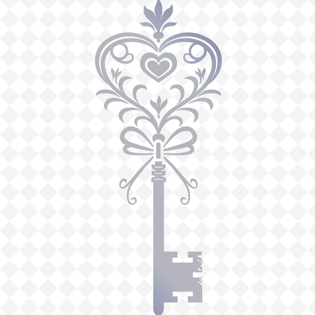 PSD konstrukcja żelaznego klucza z łukiem w kształcie serca i wzorem winorośli hea ilustracja kolekcja motywów dekoracyjnych