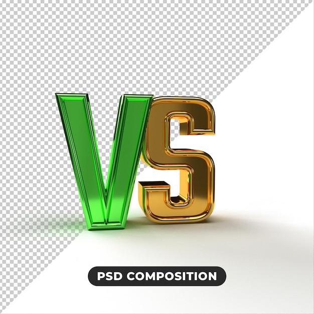 PSD kontra koncepcja metalowe litery 3d vs na białym tle renderowania 3d