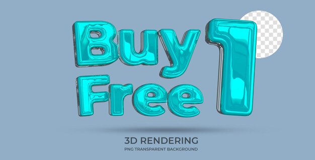 Koop 1 gratis 1 tekststijl 3d-rendering transparante achtergrond