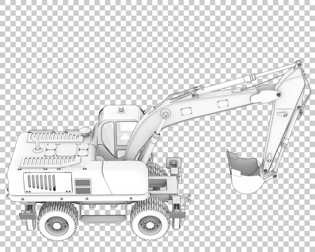 PSD koparka kołowa na przezroczystym tle ilustracja renderowania 3d