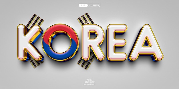 Korea 3d bewerkbaar teksteffect