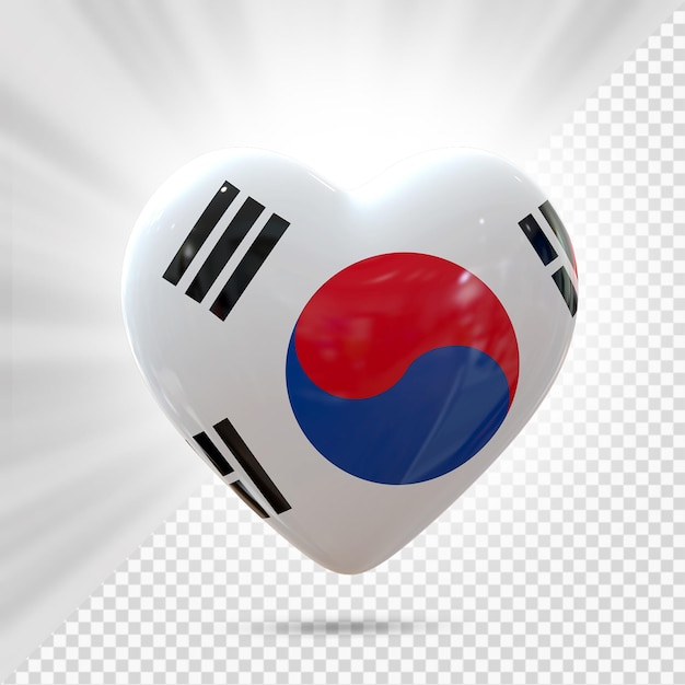韓国国旗ハート 3d